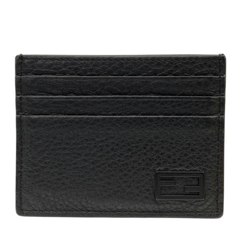 Fendi 7 M0164 Card Case Pass Case Business Card Holder Compact Logo Leather